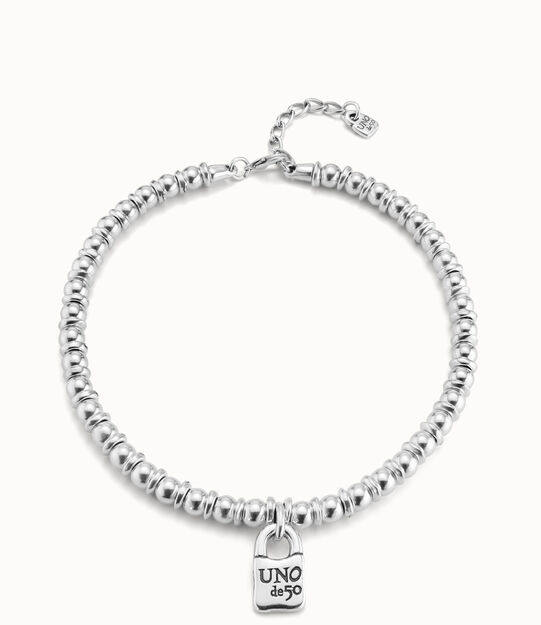 Collana placcata argento Sterling con charm a forma di lucchetto