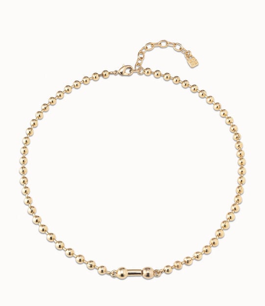 Collar corto ba&ntilde;ado en oro de 18k, Dorado, large