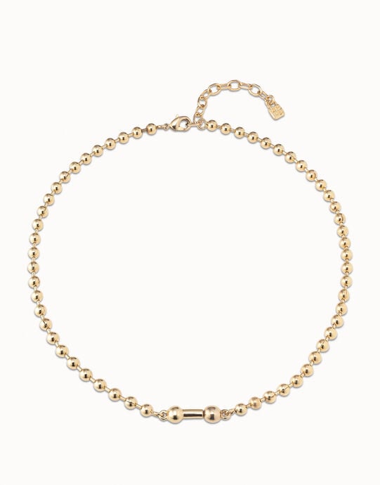 Collar corto ba&ntilde;ado en oro de 18k, Dorado, large
