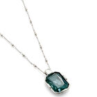 Multi-position necklace with a rectangular green faceted crystal
