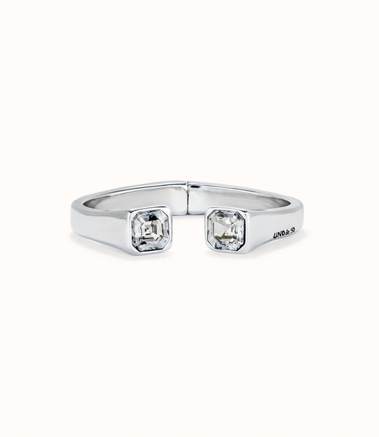 Pulsera bañada en plata de ley con cristal blanco