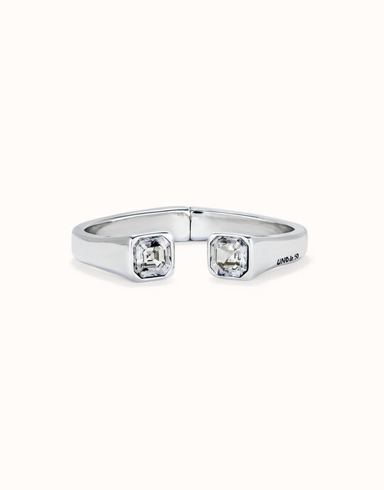 Pulsera ba&ntilde;ada en plata de ley con cristal blanco