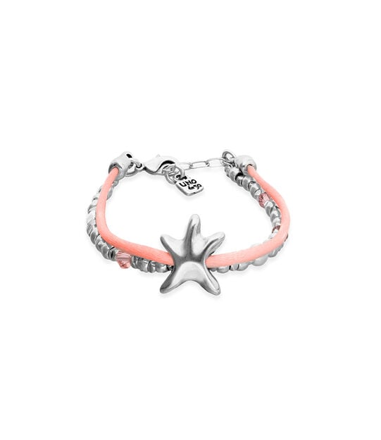 Orange silk thread and metal bracelet with starfish