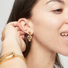 Drop earrings with a heart and black crystal