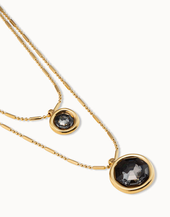 Collar corto de dos vueltas ba&ntilde;ado en oro de 18k