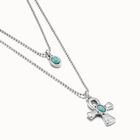 Collar ba&ntilde;ado en plata de ley con dos cadenas de diferentes largos con Charms de cruz