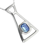 Long necklace with pendant and rectangular blue faceted crystal