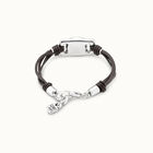 Brown leather bracelet with rectangular white bead