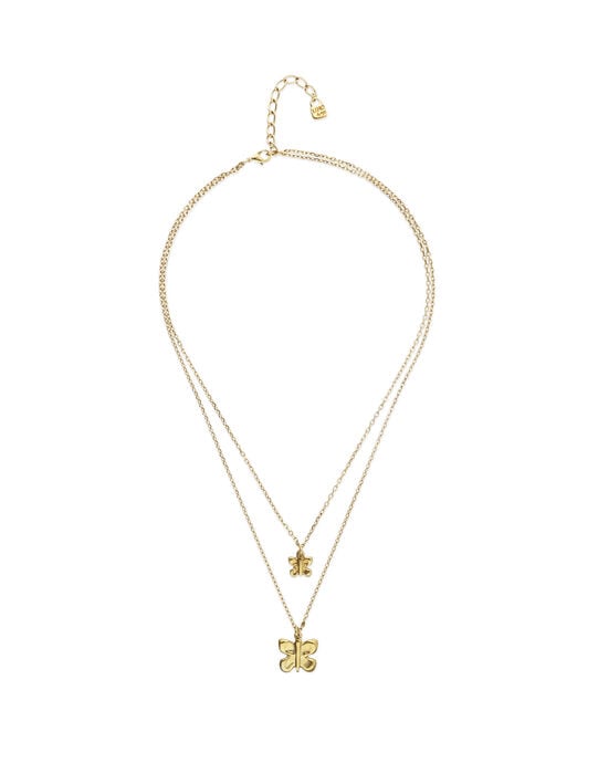 Collar doble con mariposas ba&ntilde;ado en oro 18k