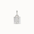 Sterling silver-plated padlock charm with topaz letter J
