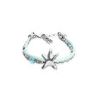Turquoise silk thread and metal bracelet with starfish