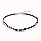 Leather necklace with green crystal