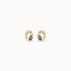 Stud oval earrings with light grey crystal