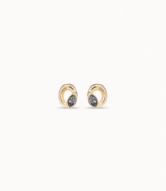 Stud oval earrings with light grey crystal