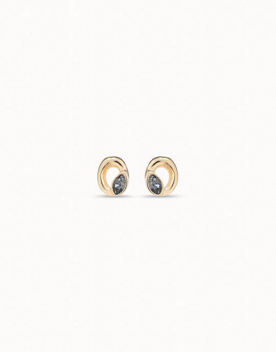 Stud oval earrings with light grey crystal