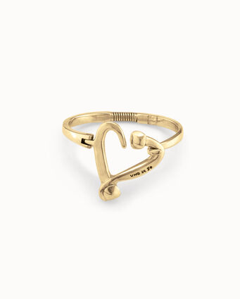 18K gold-plated bracelet with nailed heart, visible spring