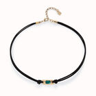 Collana in cuoio placcata oro 18k con cristallo verde