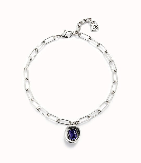 Short link chain pendant necklace purple crystal