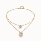 Multi-layer pendant link chain necklace with crystal