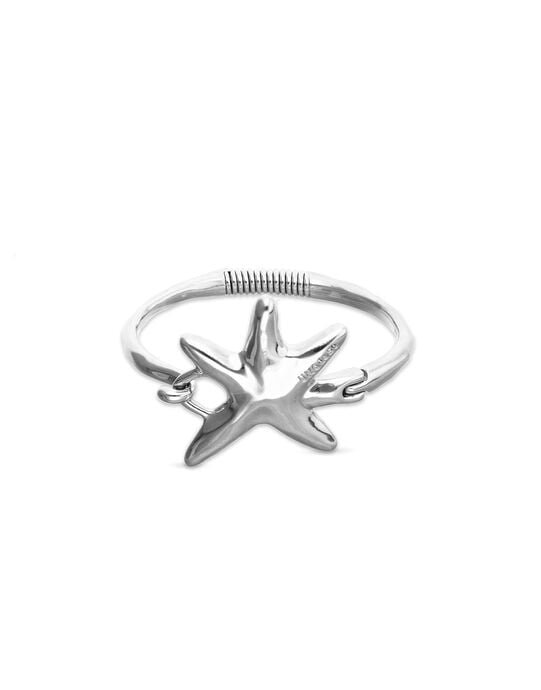 Pulsera r&iacute;gida ba&ntilde;ada en plata con estrella de mar