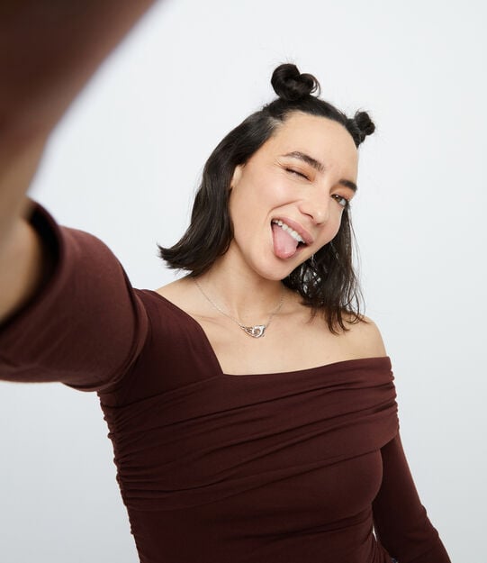 Necklace with intertwined carabiner detail, Silver, large