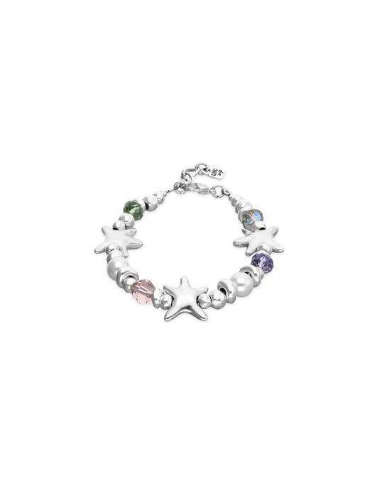 Elastic bracelet with multicolored crystals and starfish