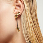 Drop earrings with leather and chained hearts
