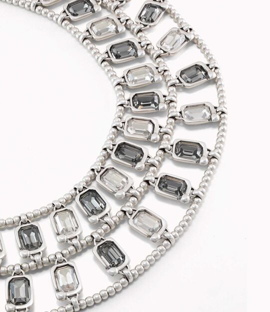 Short necklace with crystals, Silver, large