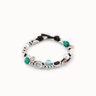 Beaded leather bracelet with crystals
