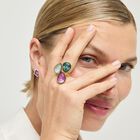 Ring with three multicoloured drop-shaped faceted crystals
