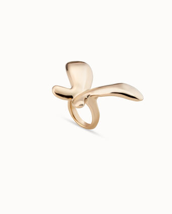18K gold-plated ring with medium sized butterfly shape