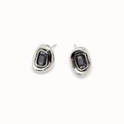 Pendientes ba&ntilde;ados en plata con cristal facetado gris