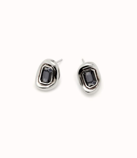 Stud earrings with grey faceted crystal