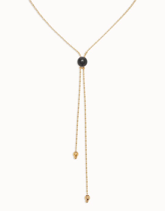 Long pendant  necklace with central black murano glass