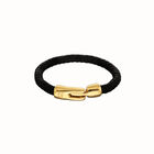 Leather braided bracelet with golden clasp