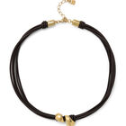 Short leather necklace with two drops