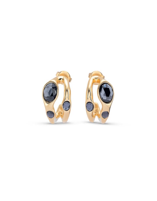 Pendientes ba&ntilde;ados en oro 18k con cristal negro