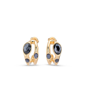 18k gold-plated earrings with black crystal