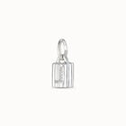 Sterling silver-plated padlock charm with topaz letter J