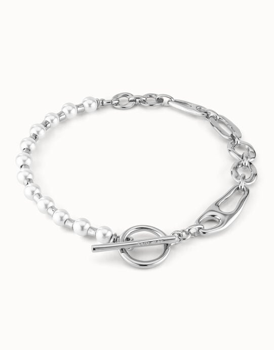 Short link chain necklace with pearls