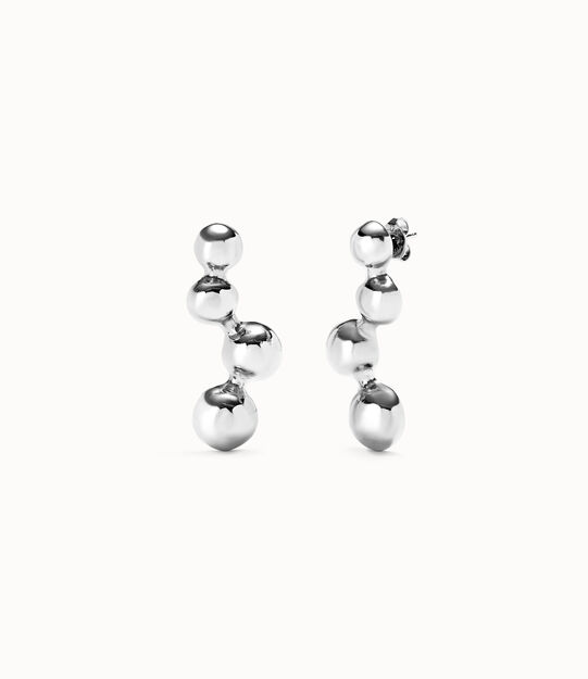 Sterling silver-plated earrings with four bubble shaped beads