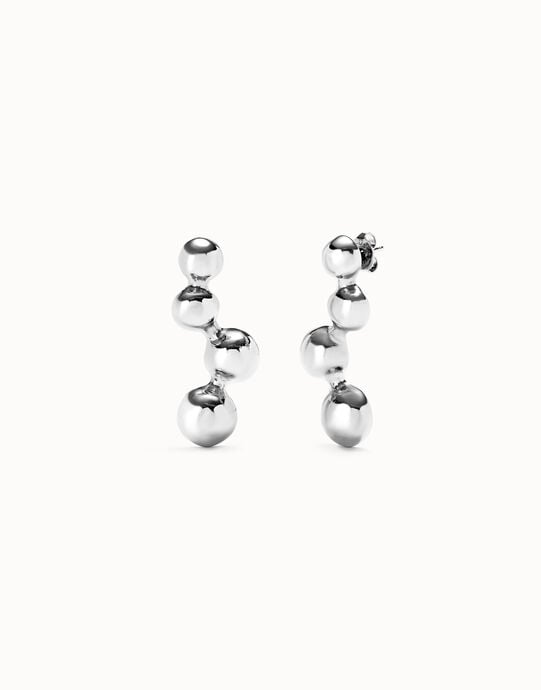 Aretes ba&ntilde;ada en plata de ley y cuatro bolas en forma de burbujas
