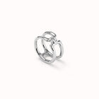 Double ring with white topaz