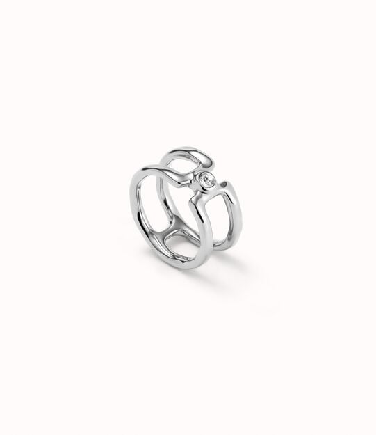 Double ring with white topaz