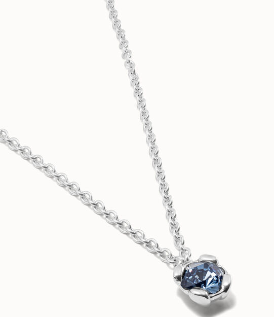 Collana Donna Con Ciondolo Cuore Cristallo Blu - Argento Sterling 925, Catena Regolabile, Regalo Idea