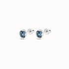 Stud earrings with blue crystal