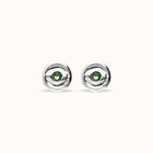 Stud earrings with green faceted crystal