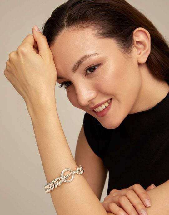 Curb link chain bracelet, Silver, large