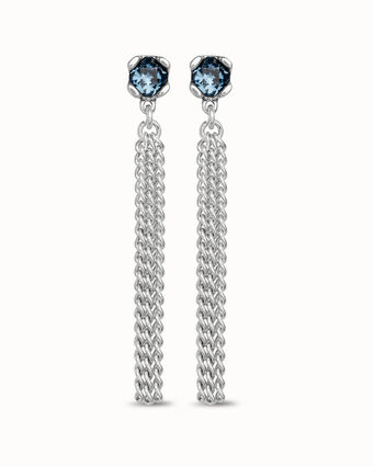 Sterling silver-plated earrings with blue crystal