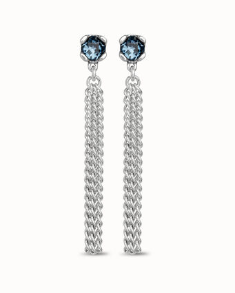 Boucles d’oreilles plaquées argent avec cristal bleu